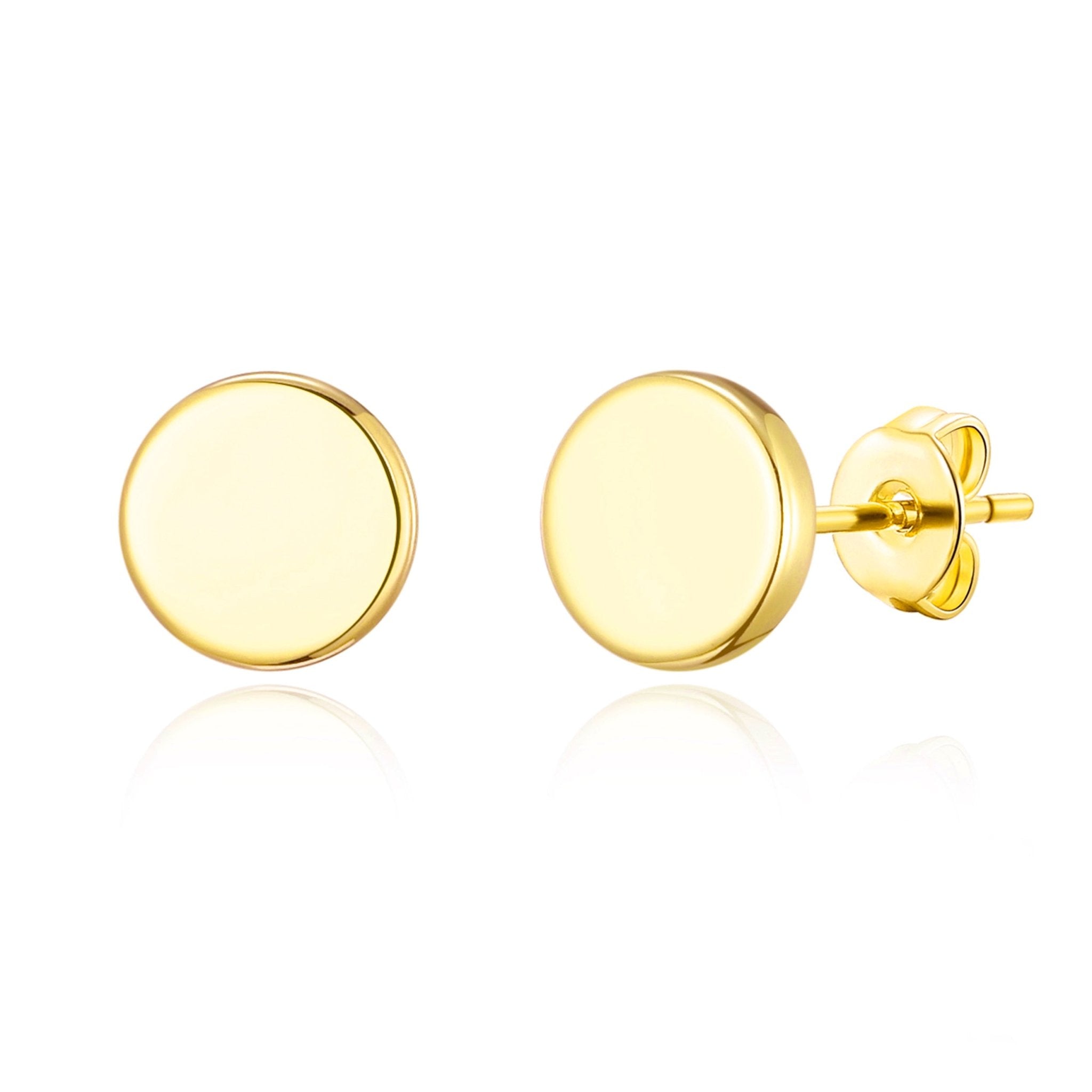 18k Gold Plated Round Dot Stud Earrings