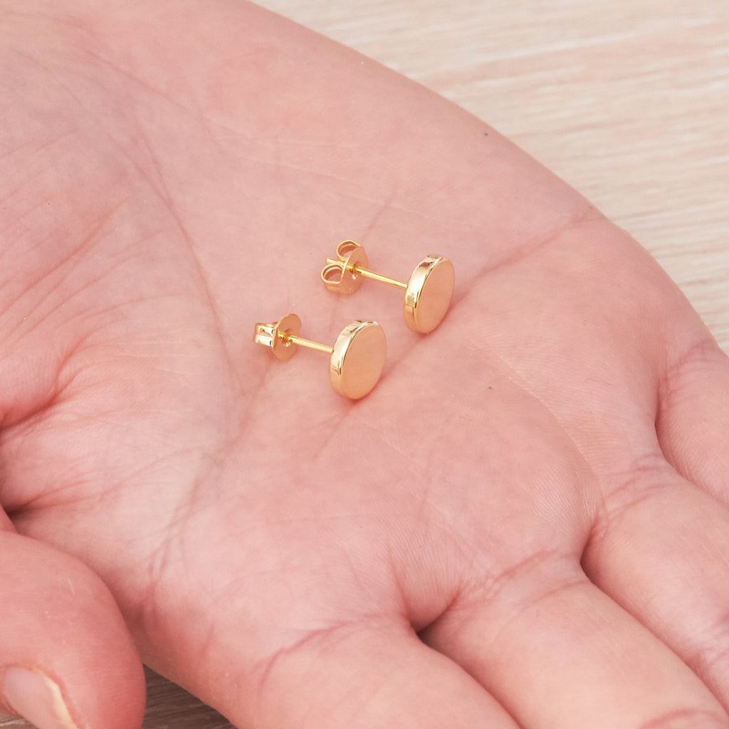 18k Gold Plated Round Dot Stud Earrings