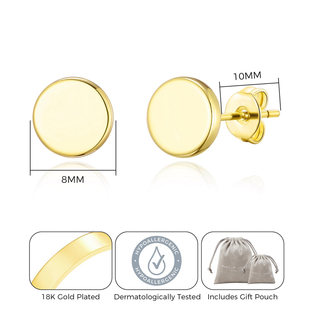 18k Gold Plated Round Dot Stud Earrings
