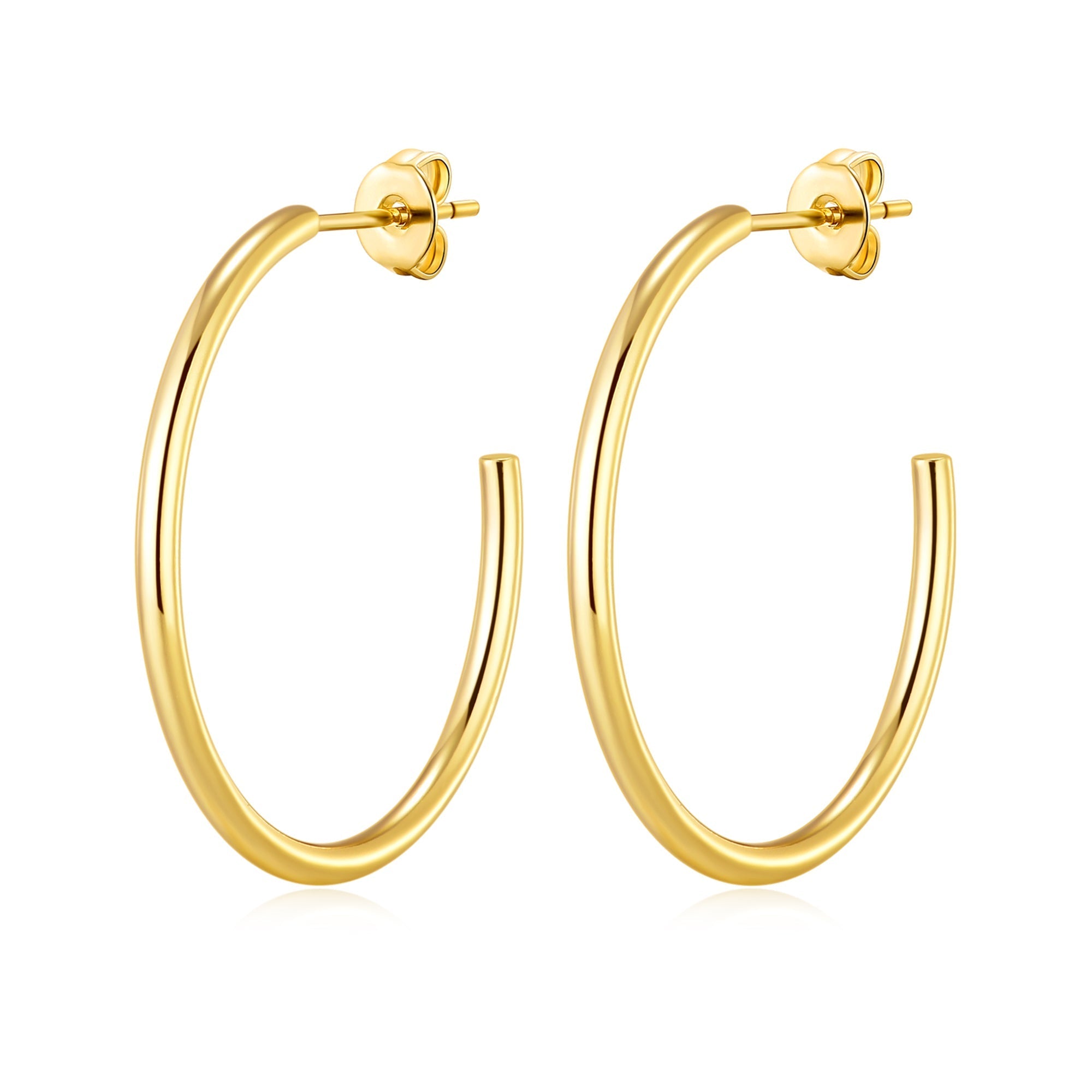 18k Gold Plated Round Hoop Earrings