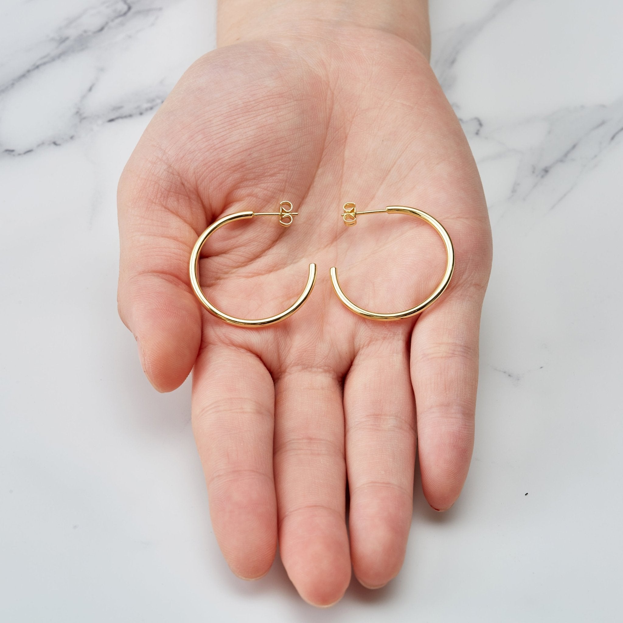 18k Gold Plated Round Hoop Earrings