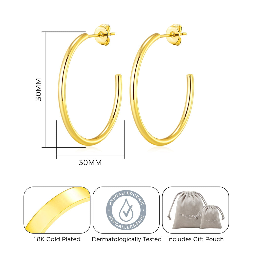 18k Gold Plated Round Hoop Earrings
