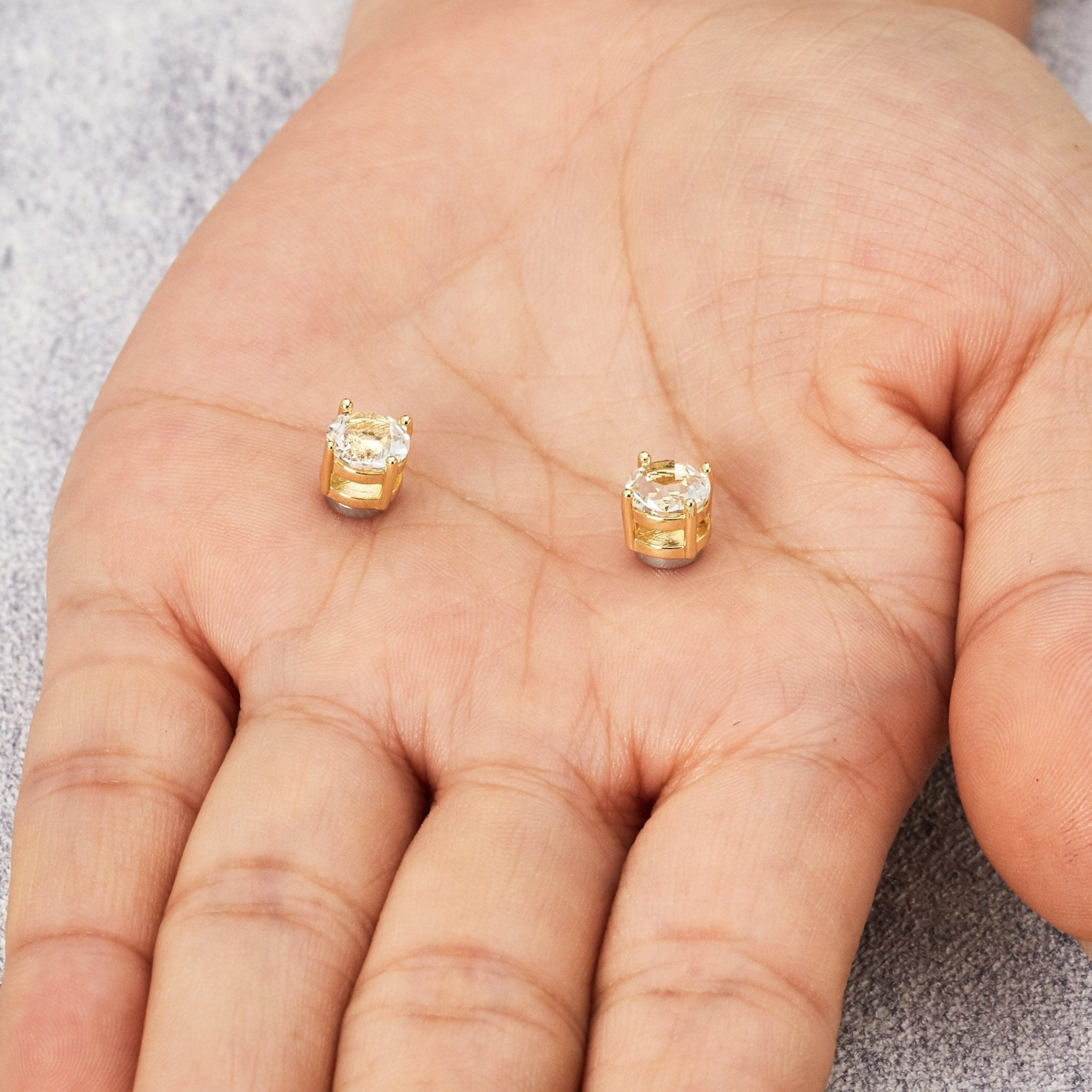 18k Gold Plated Round Magnetic Clip On Stud Earrings Created with Zircondia® Crystals