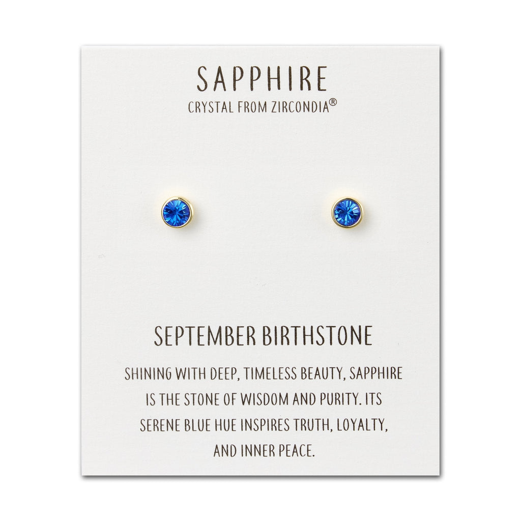 18k Gold Plated September (Sapphire) Birthstone Earrings Created with Zircondia® Crystals