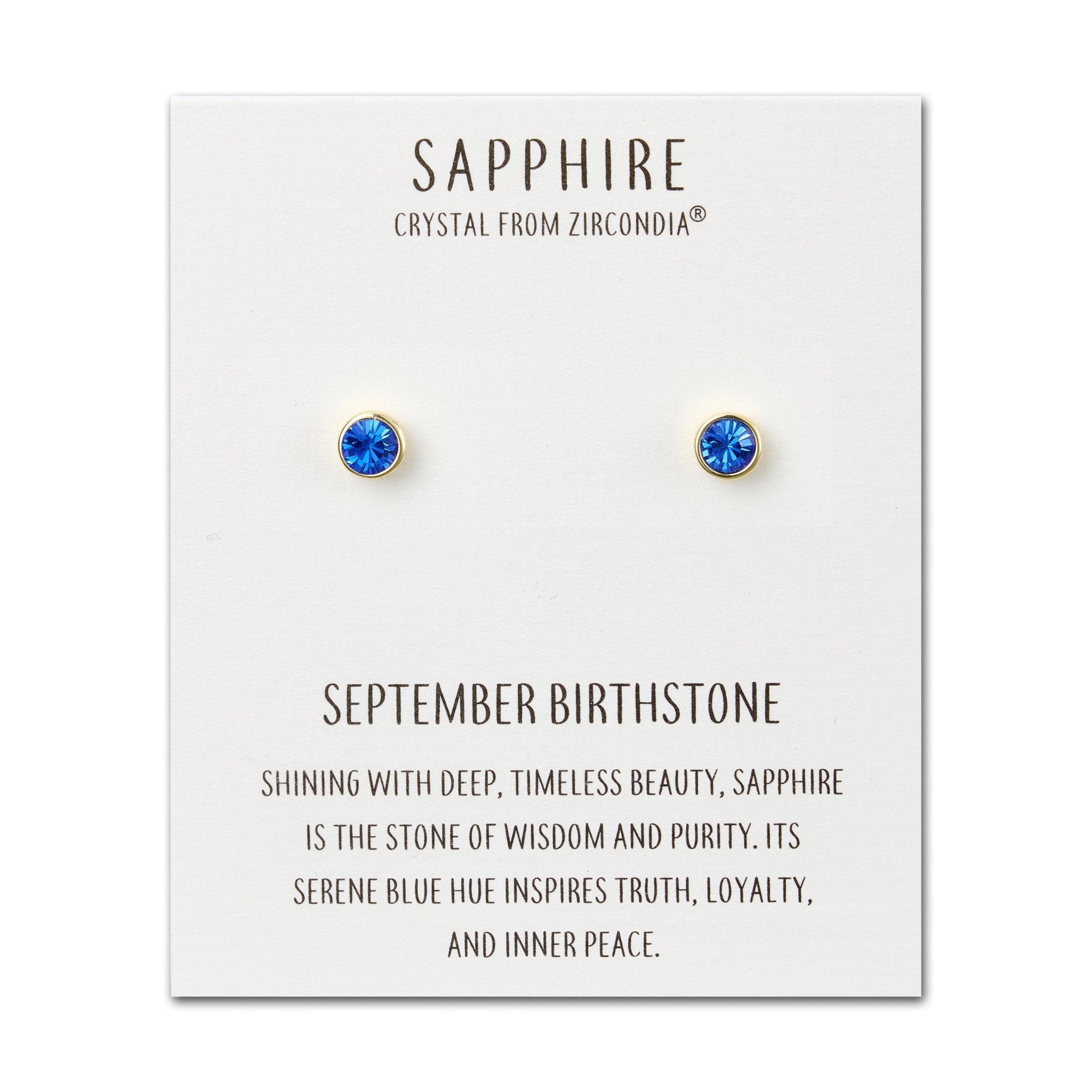 18k Gold Plated September (Sapphire) Birthstone Earrings Created with Zircondia® Crystals