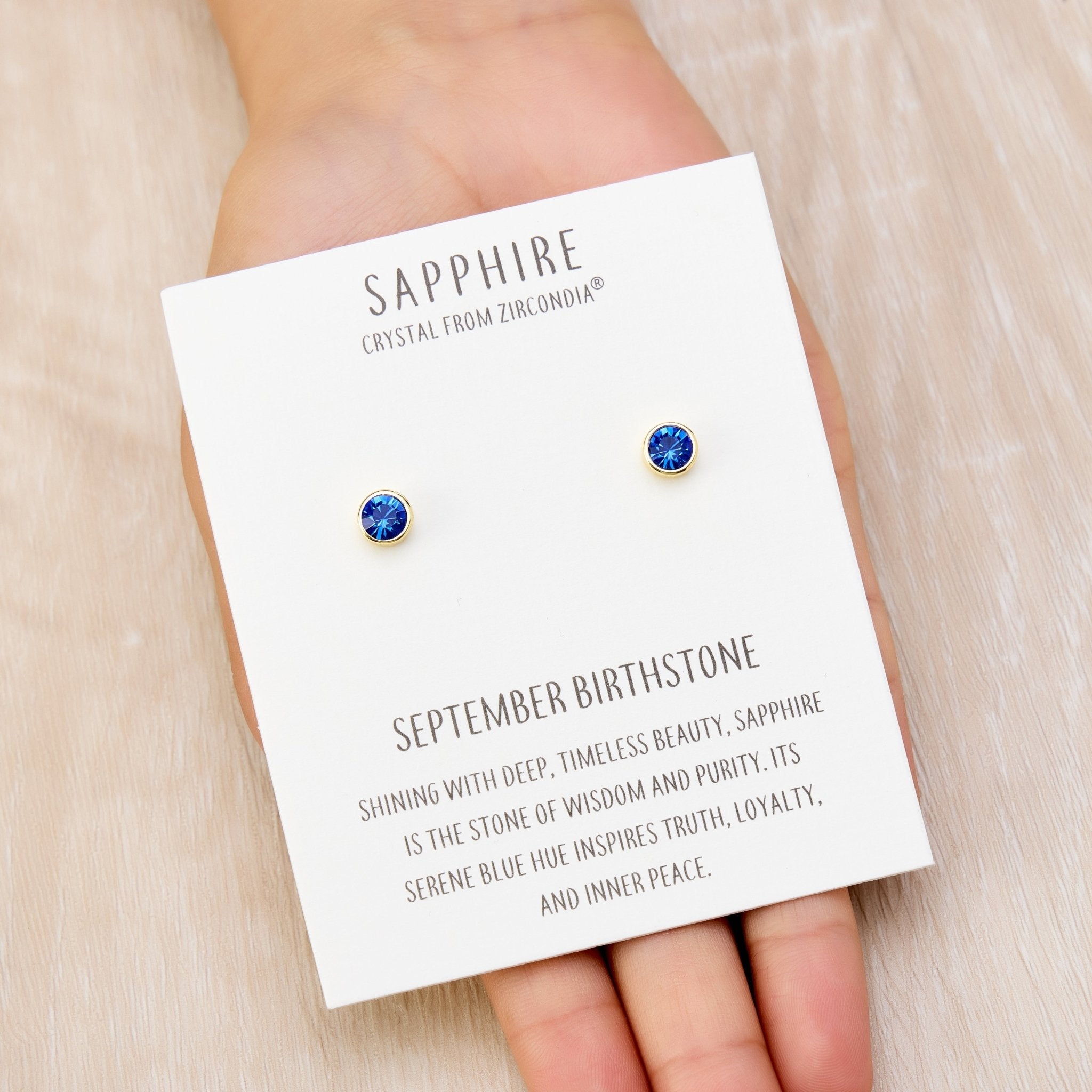 18k Gold Plated September (Sapphire) Birthstone Earrings Created with Zircondia® Crystals