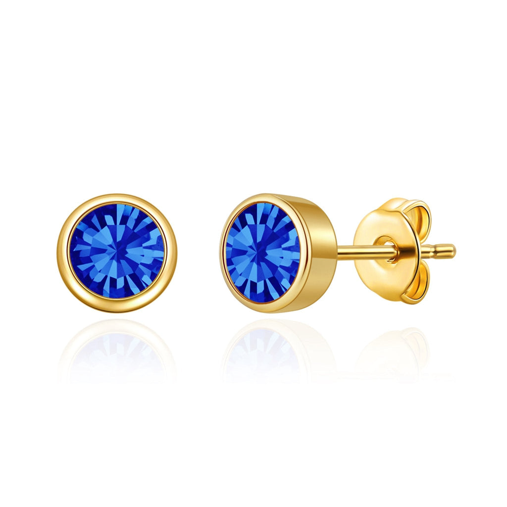 18k Gold Plated September (Sapphire) Birthstone Earrings Created with Zircondia® Crystals