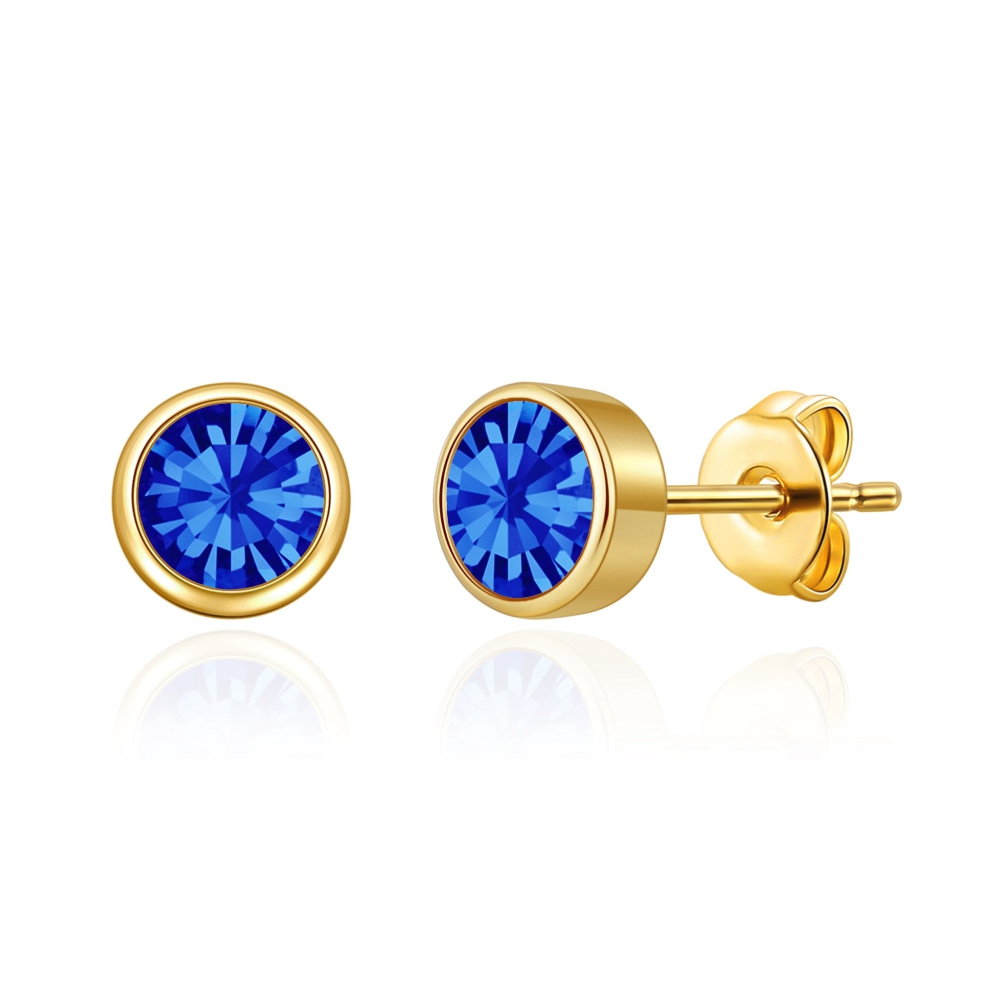 18k Gold Plated September (Sapphire) Birthstone Earrings Created with Zircondia® Crystals