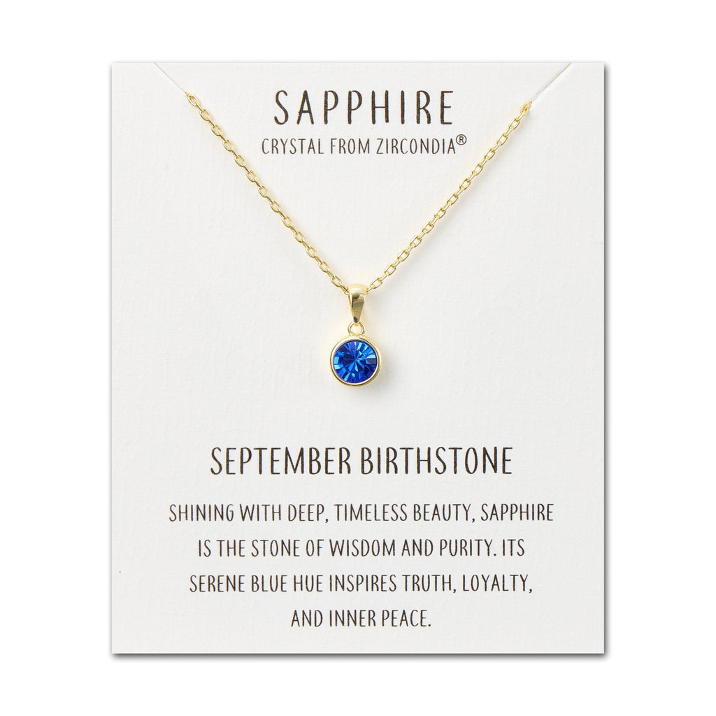18k Gold Plated September (Sapphire) Birthstone Necklace Created with Zircondia® Crystals