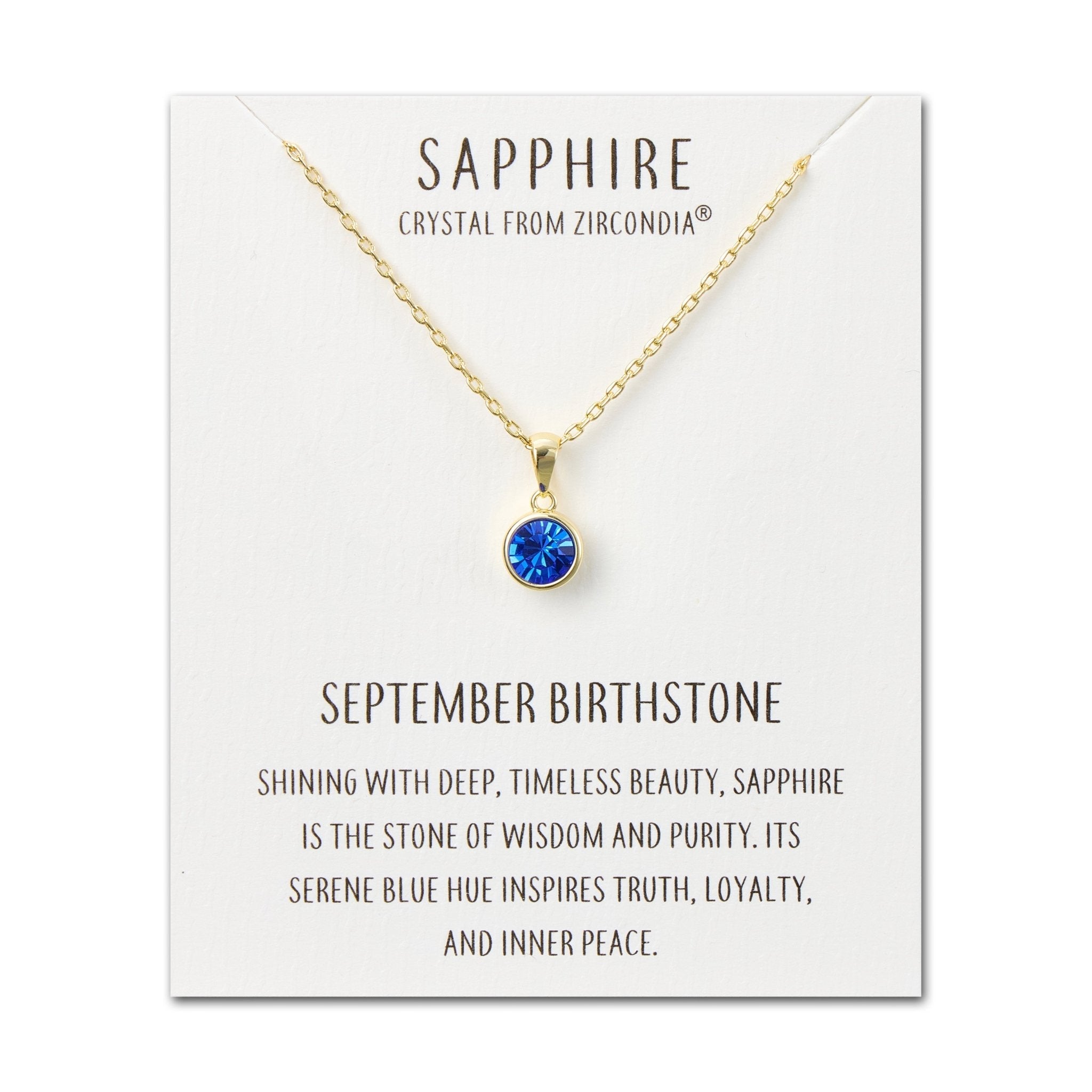 18k Gold Plated September (Sapphire) Birthstone Necklace Created with Zircondia® Crystals