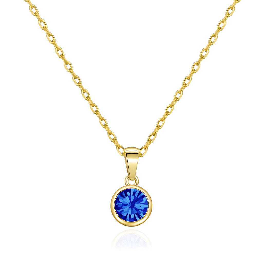 18k Gold Plated September (Sapphire) Birthstone Necklace Created with Zircondia® Crystals