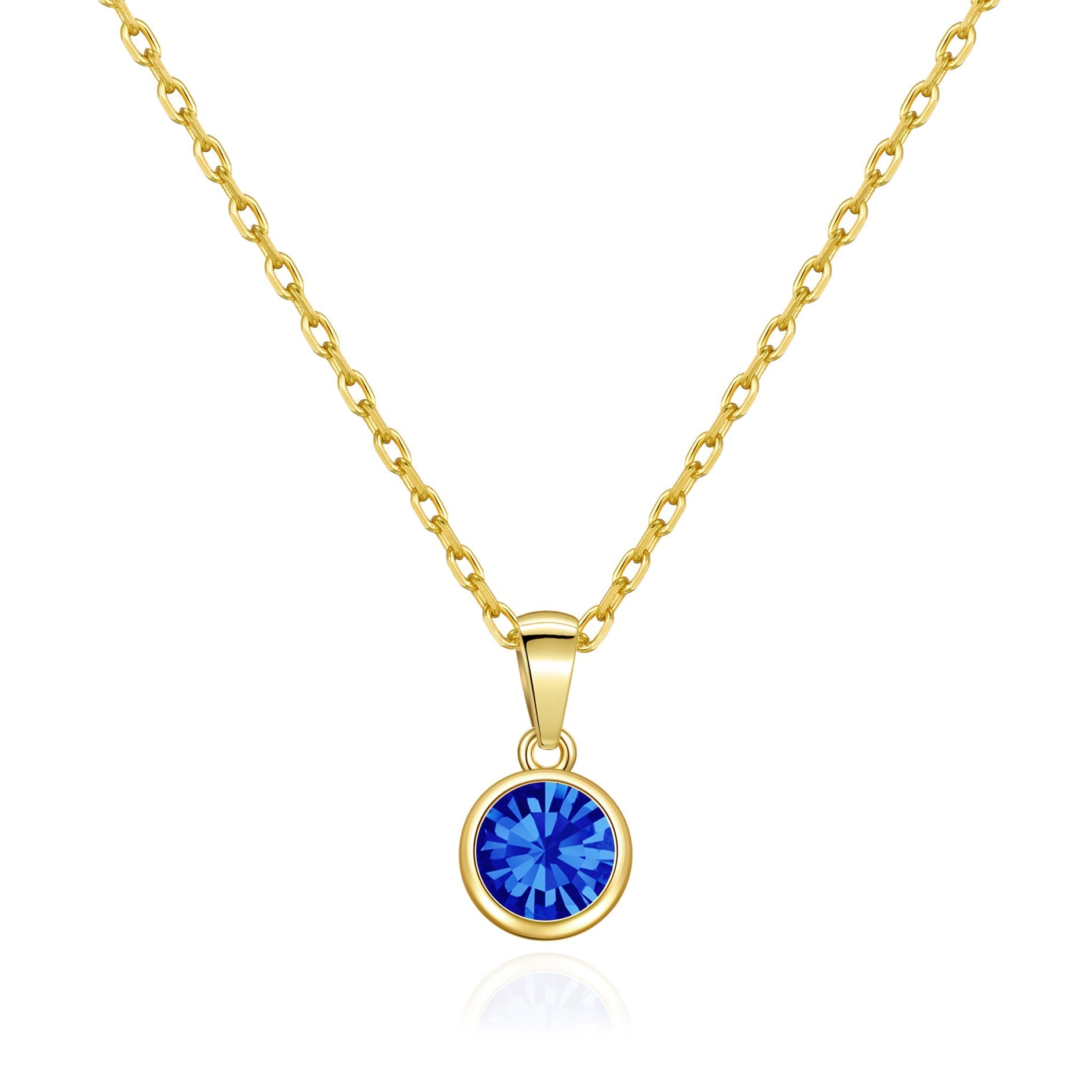 18k Gold Plated September (Sapphire) Birthstone Necklace Created with Zircondia® Crystals