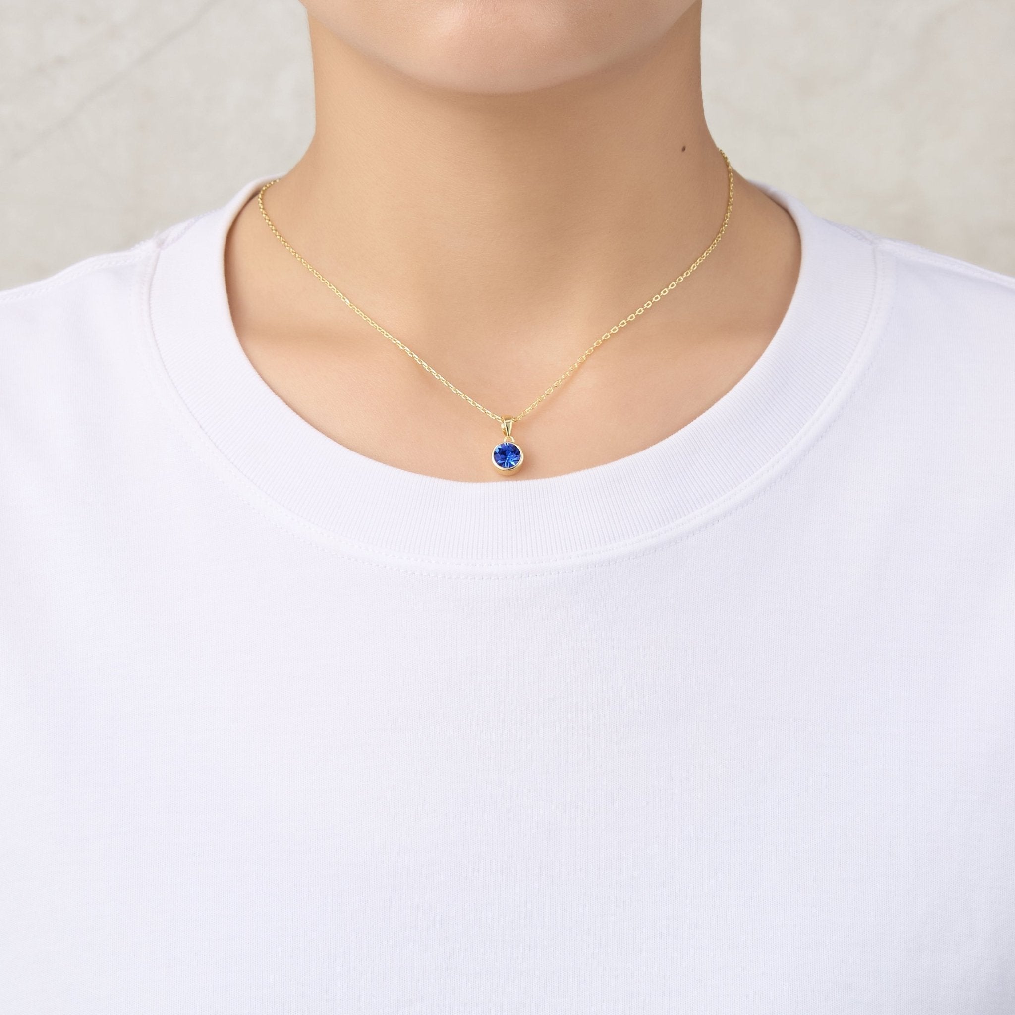 18k Gold Plated September (Sapphire) Birthstone Necklace Created with Zircondia® Crystals
