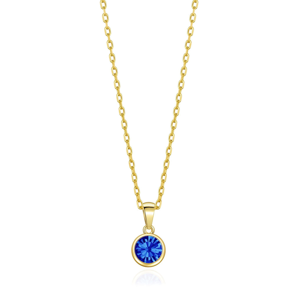 18k Gold Plated September (Sapphire) Birthstone Necklace Created with Zircondia® Crystals