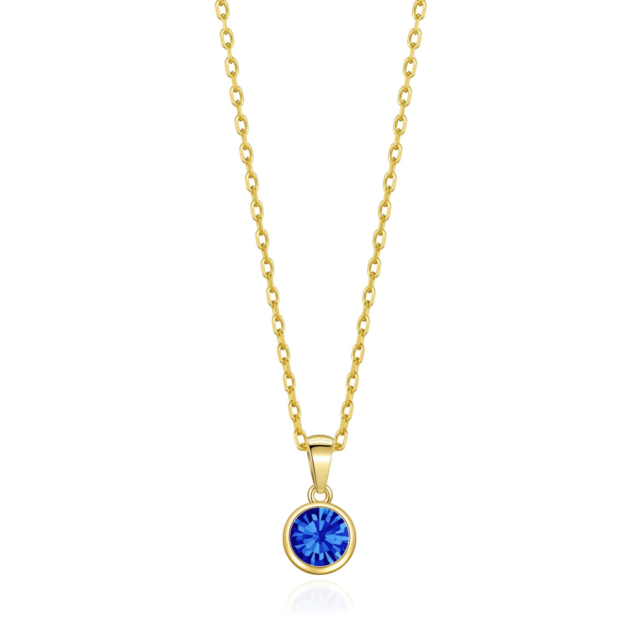 18k Gold Plated September (Sapphire) Birthstone Necklace Created with Zircondia® Crystals
