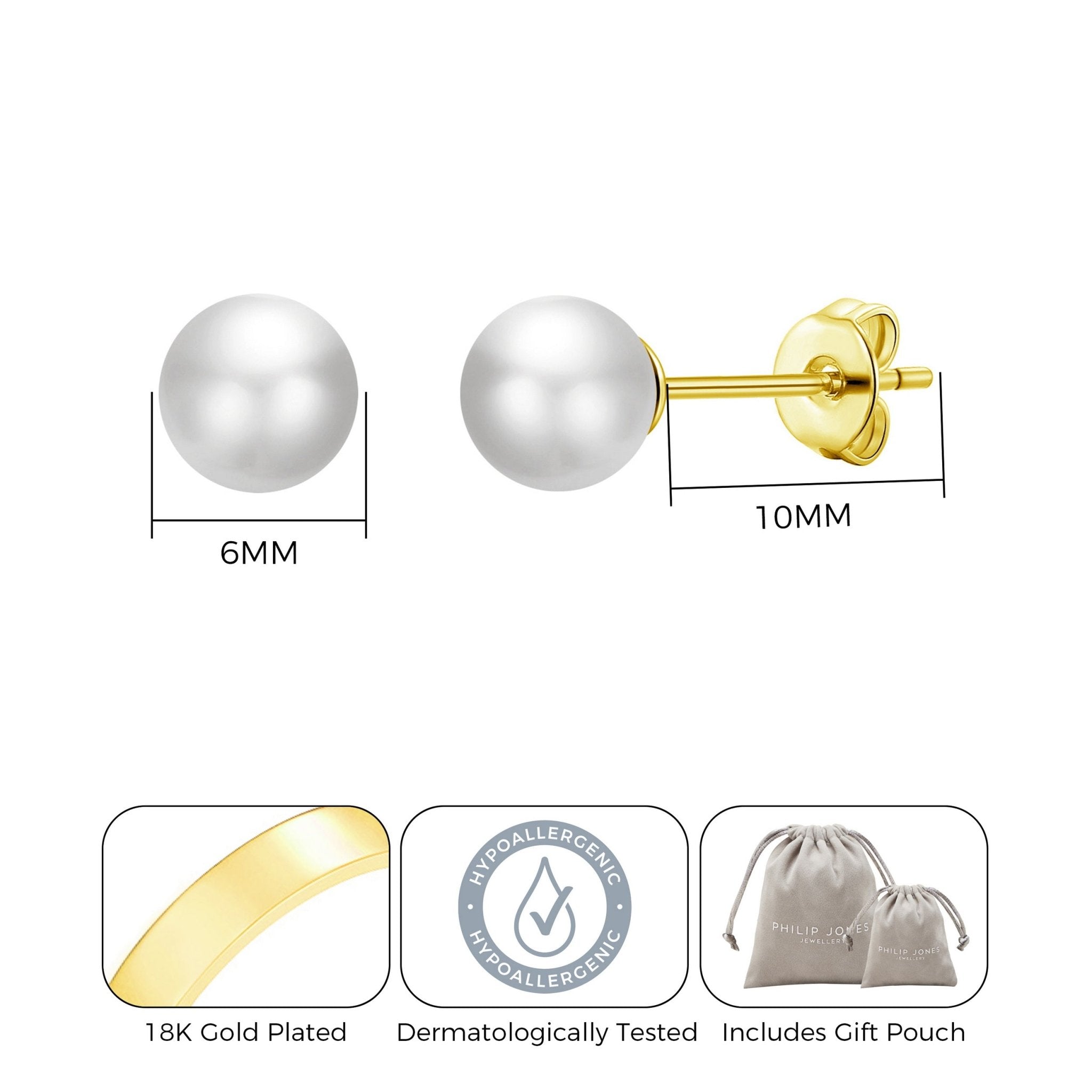 18k Gold Plated Shell Pearl Earrings