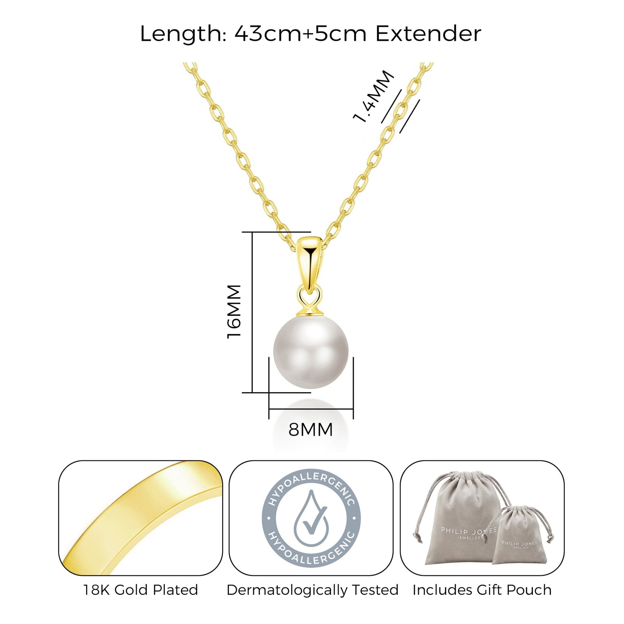18k Gold Plated Shell Pearl Necklace