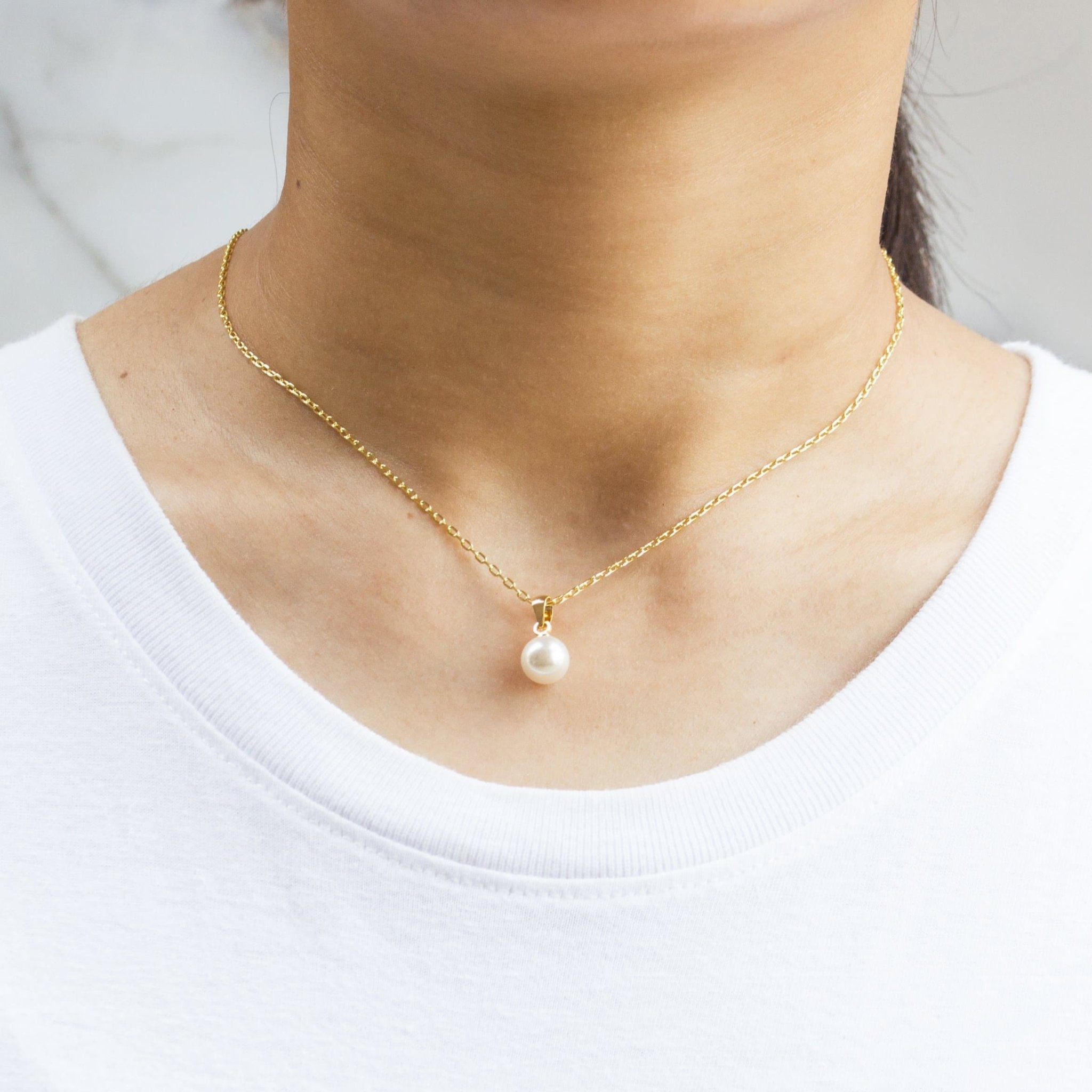 18k Gold Plated Shell Pearl Necklace