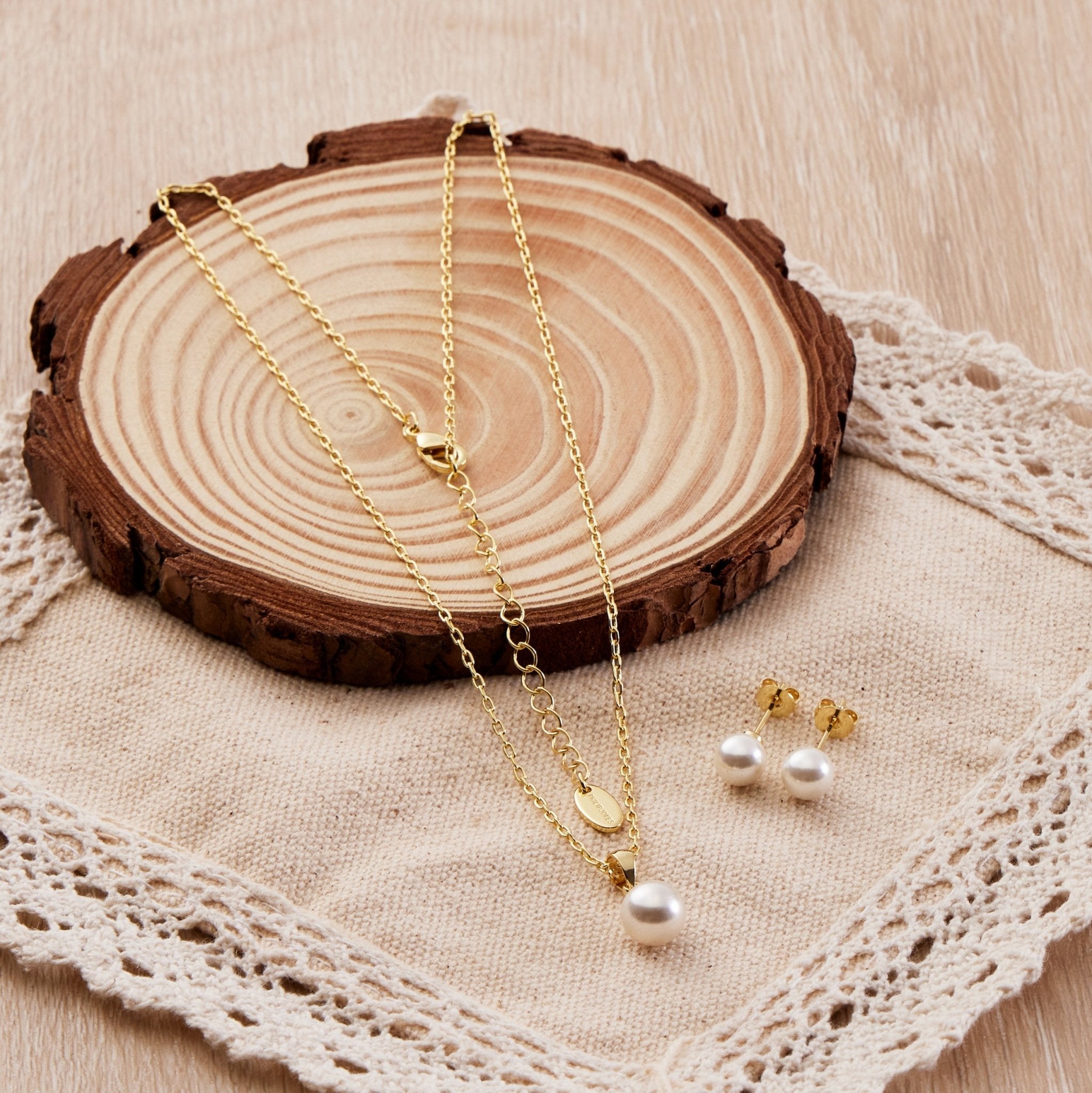 18k Gold Plated Shell Pearl Set