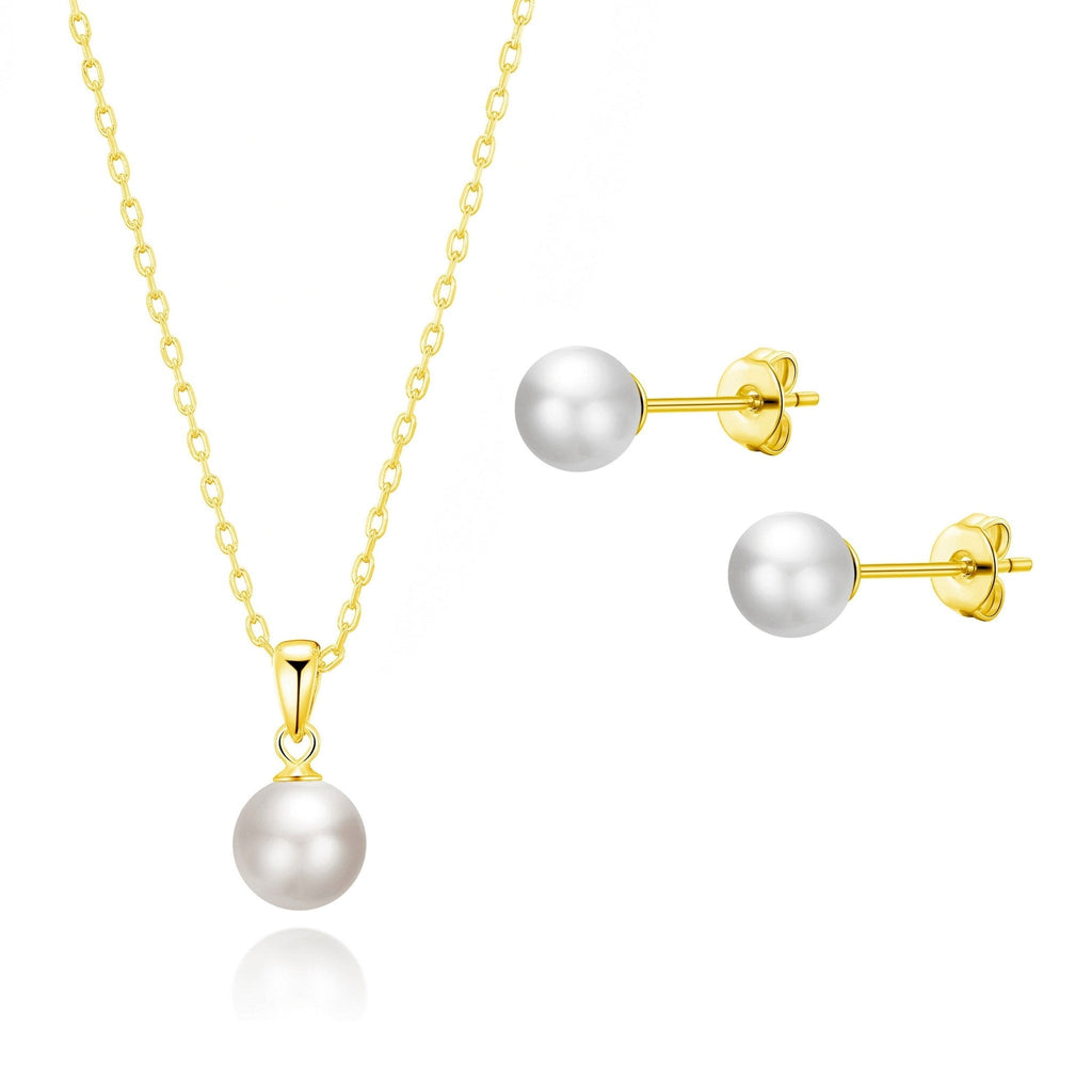 18k Gold Plated Shell Pearl Set