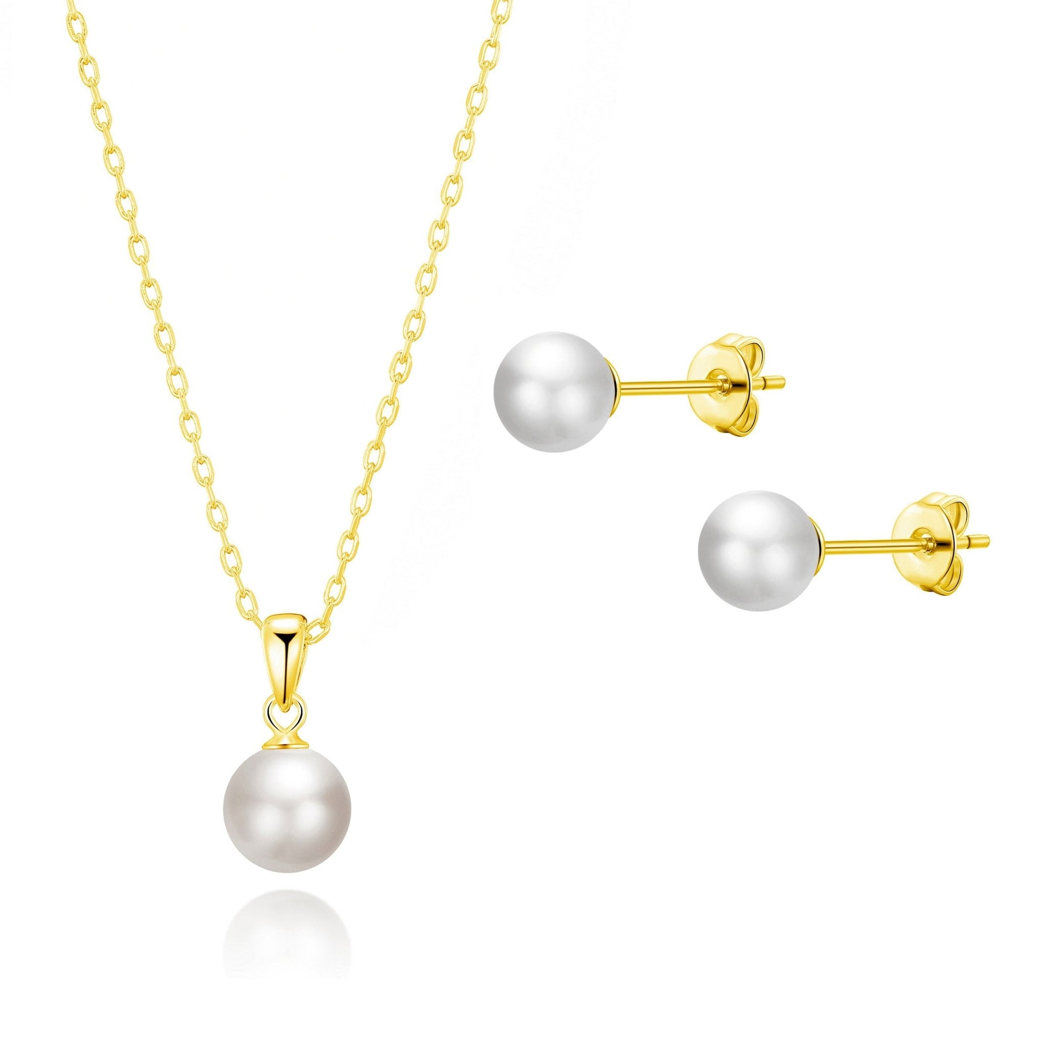 18k Gold Plated Shell Pearl Set