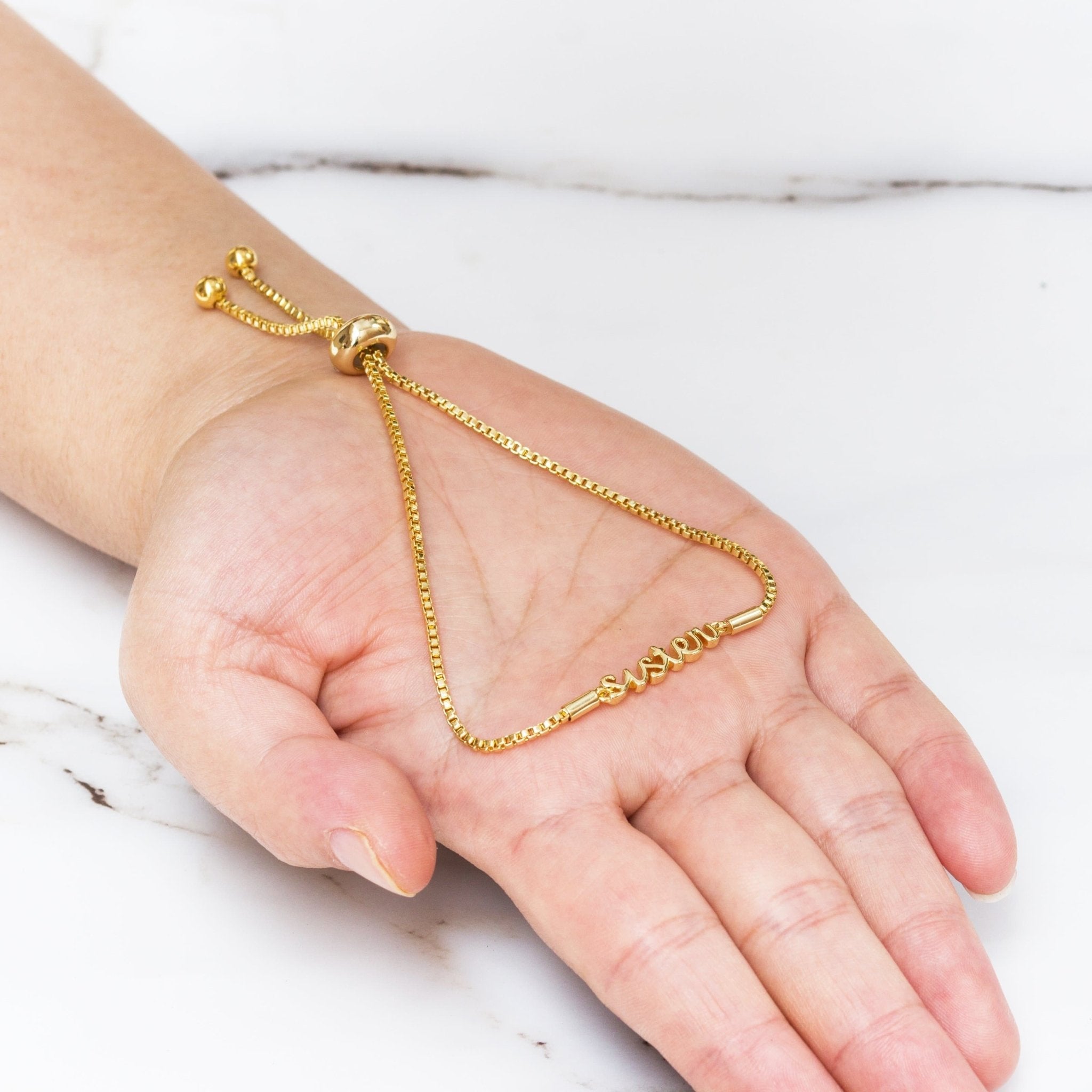 18k Gold Plated Sister Bracelet Created with Zircondia® Crystals