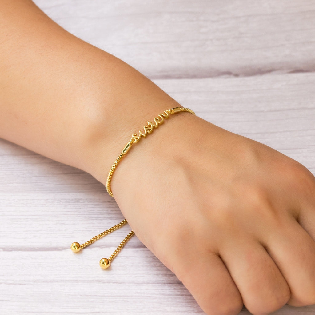 18k Gold Plated Sister Bracelet Created with Zircondia® Crystals