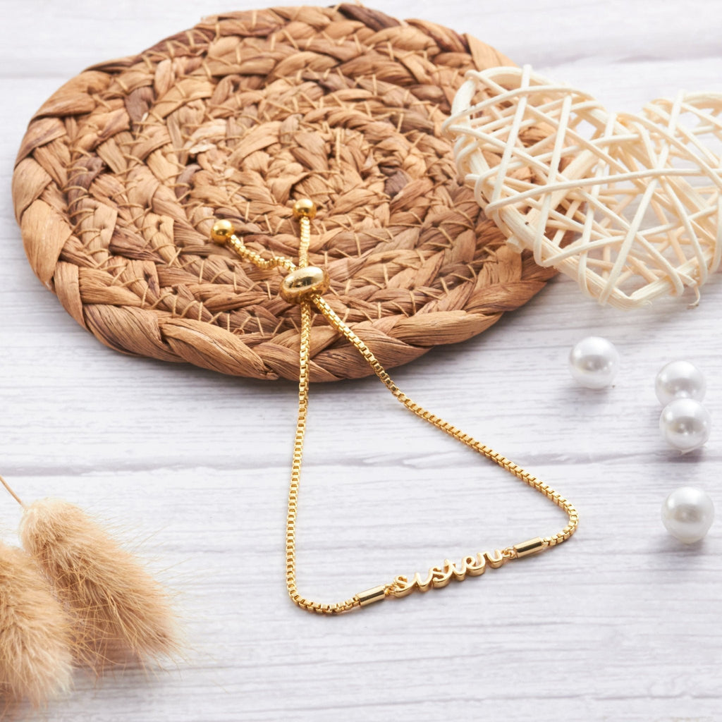 18k Gold Plated Sister Bracelet Created with Zircondia® Crystals