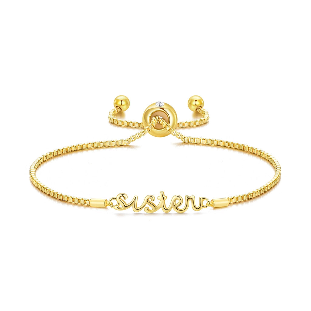 18k Gold Plated Sister Bracelet Created with Zircondia® Crystals