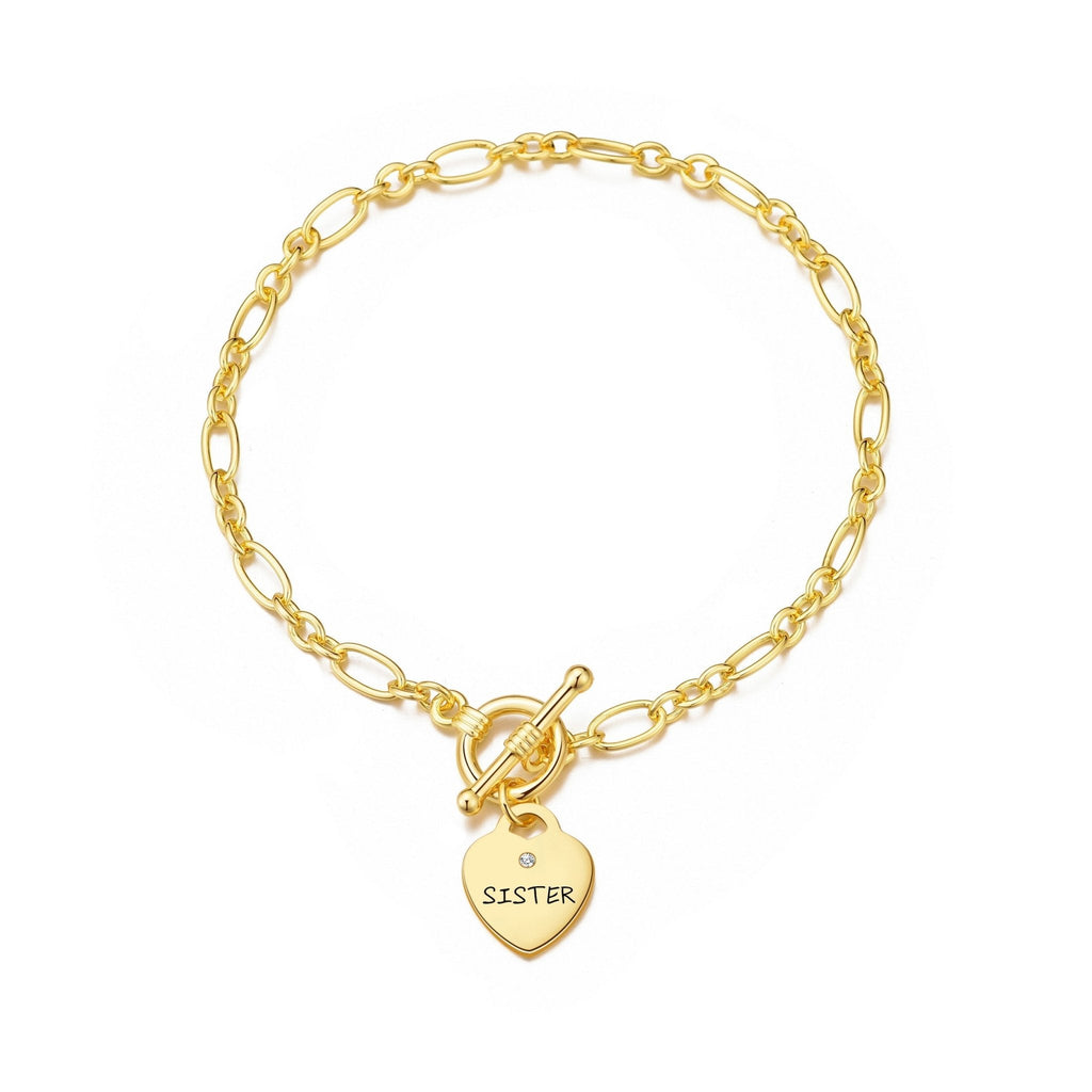 18k Gold Plated Sister Charm Bracelet Created with Zircondia® Crystals
