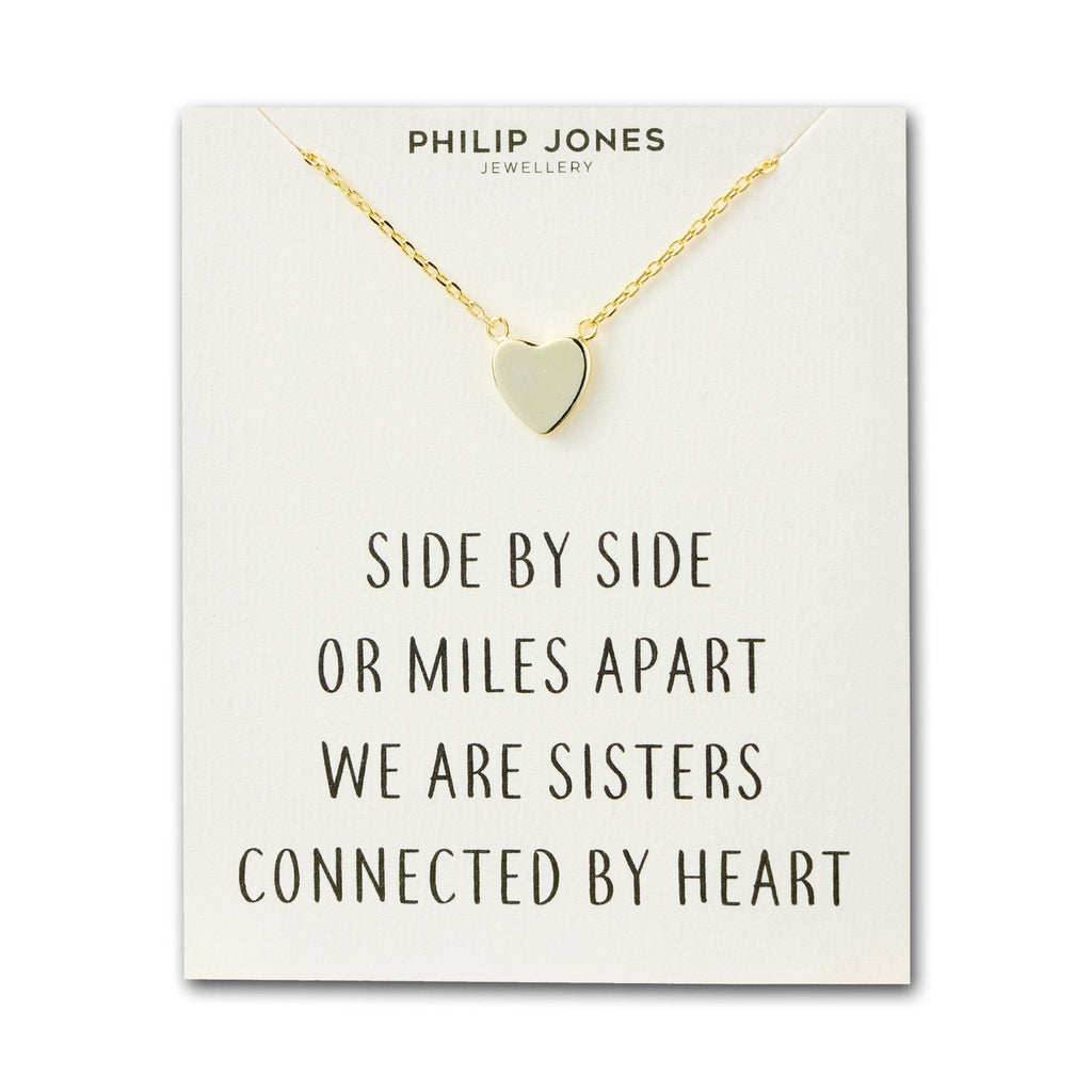 18k Gold Plated Sister Heart Necklace with Quote Card