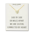 18k Gold Plated Sister Heart Necklace with Quote Card