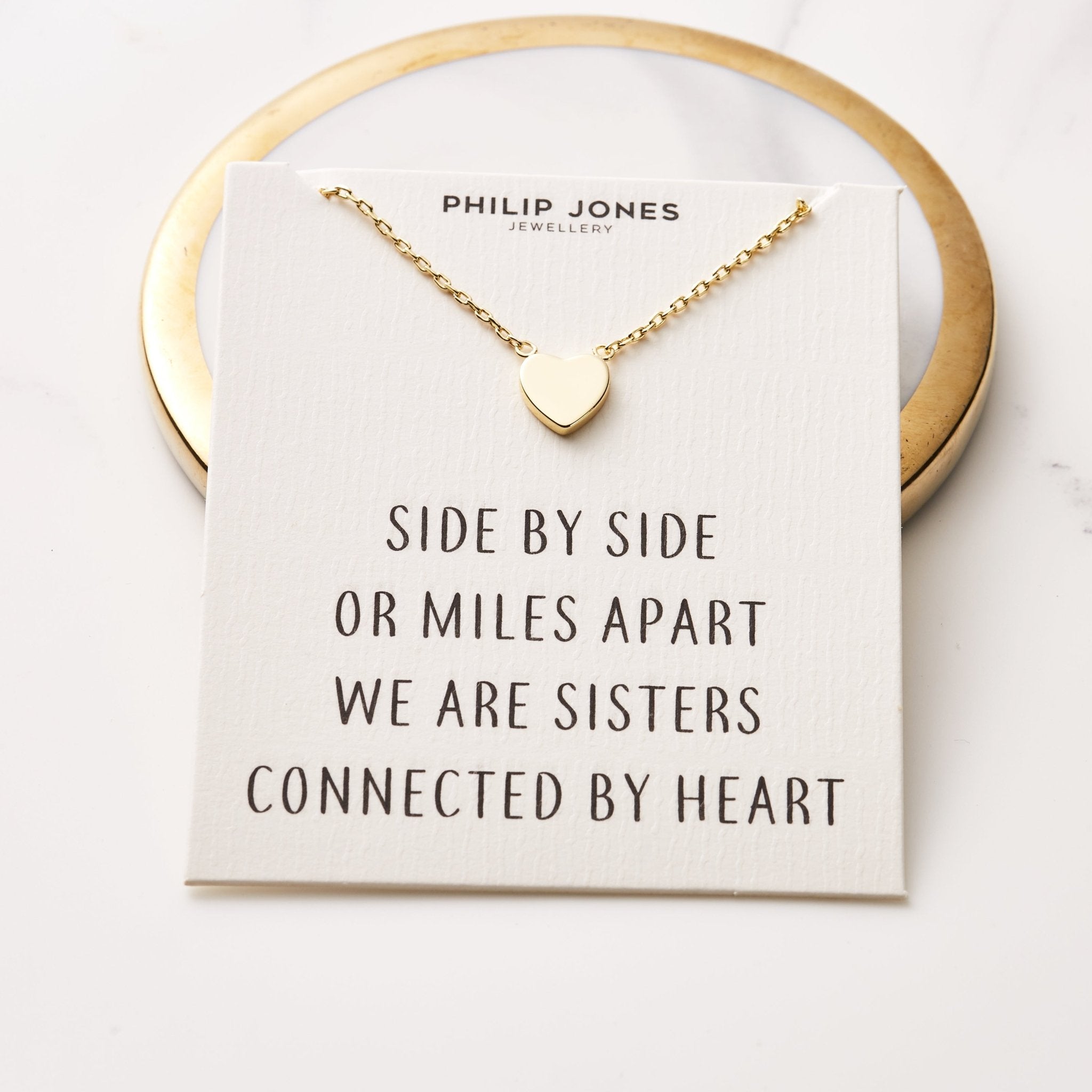 18k Gold Plated Sister Heart Necklace with Quote Card