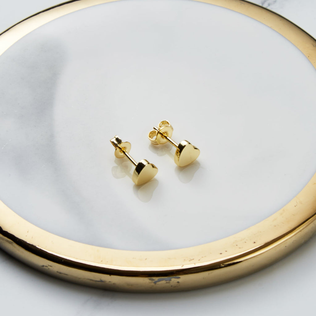 18k Gold Plated Heart Stud Earrings with Quote Card