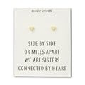 18k Gold Plated Sister Heart Stud Earrings with Quote Card