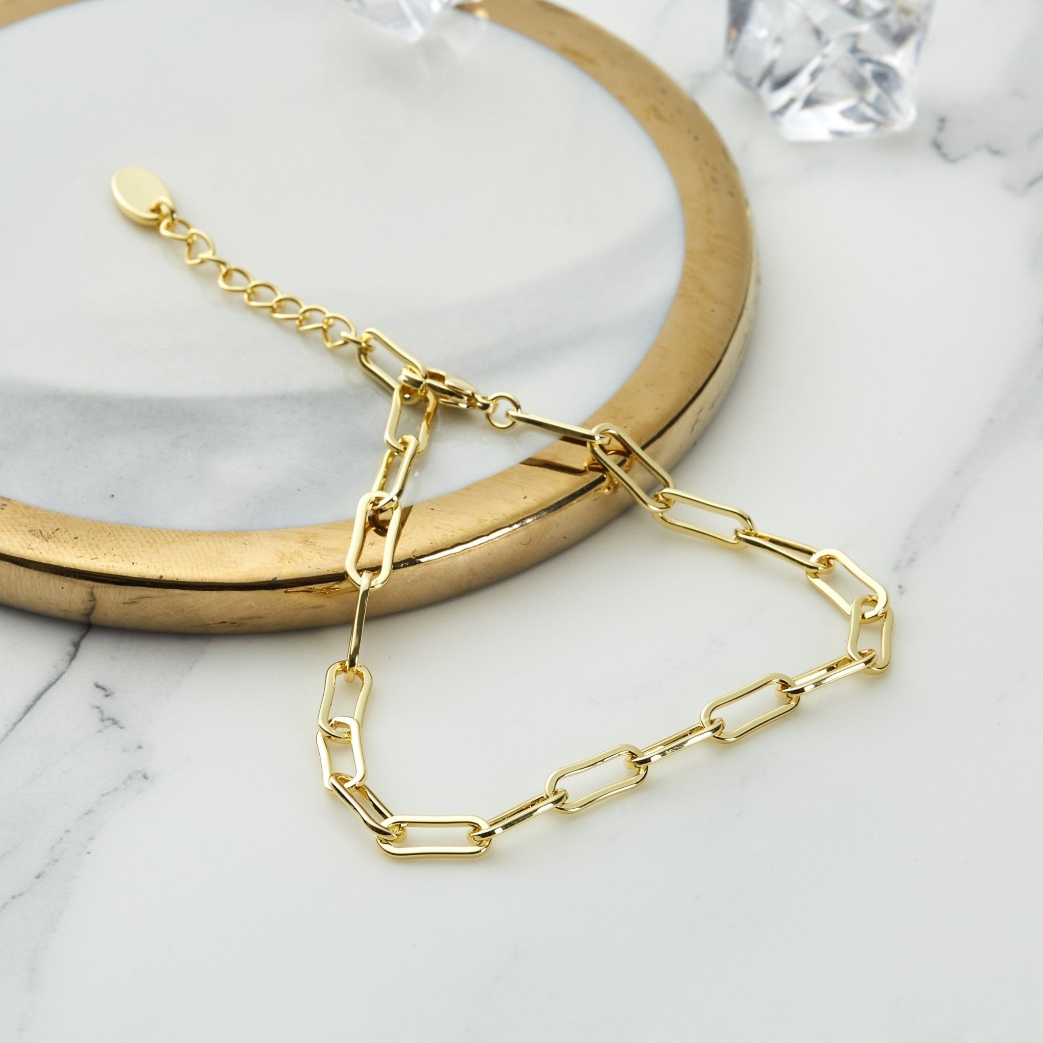 18k Gold Plated Small Link Paperclip Bracelet