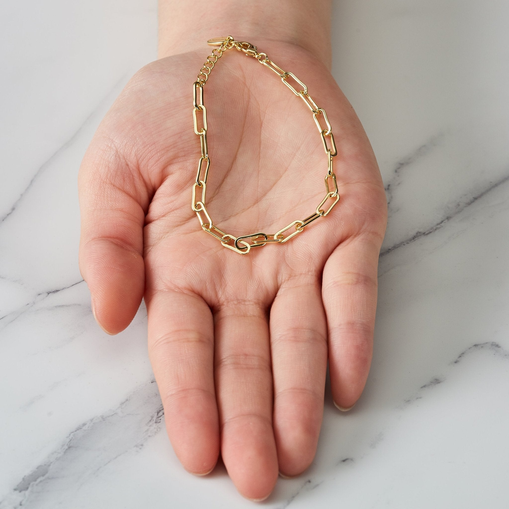 18k Gold Plated Small Link Paperclip Bracelet