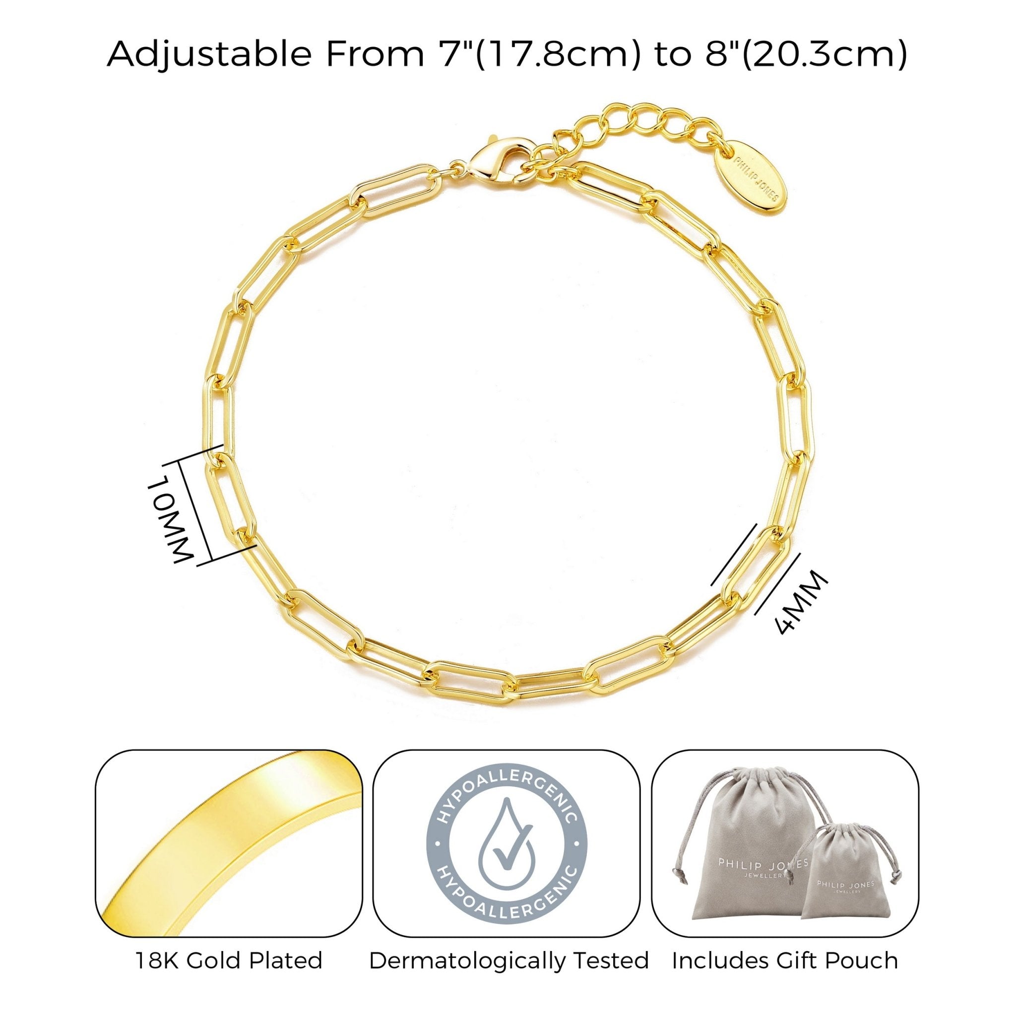 18k Gold Plated Small Link Paperclip Bracelet