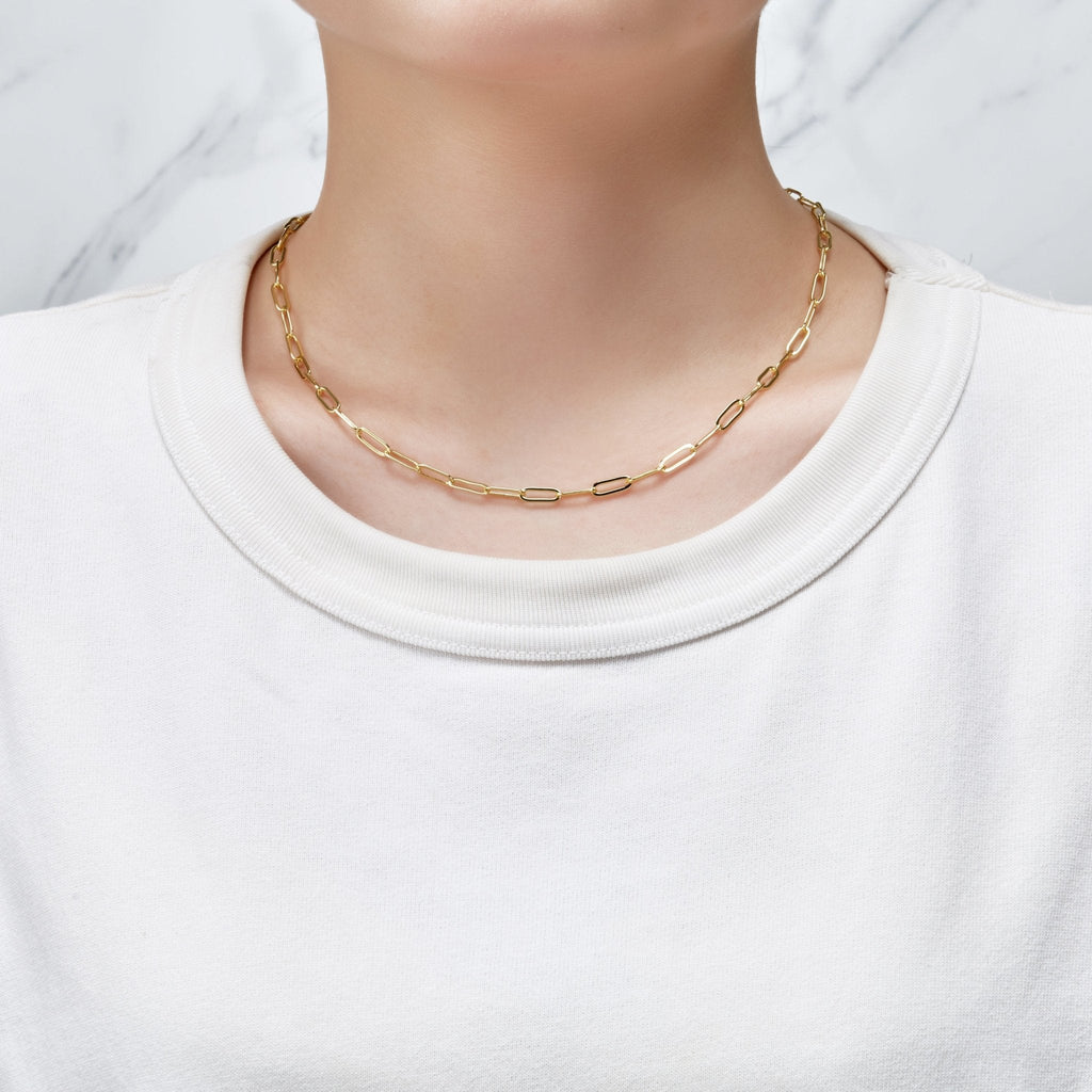 18k Gold Plated Small Link Paperclip Necklace