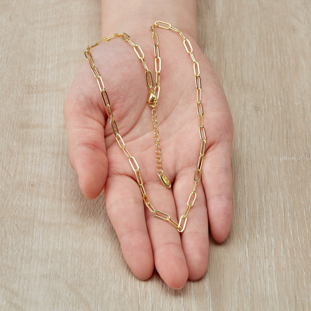 18k Gold Plated Small Link Paperclip Necklace