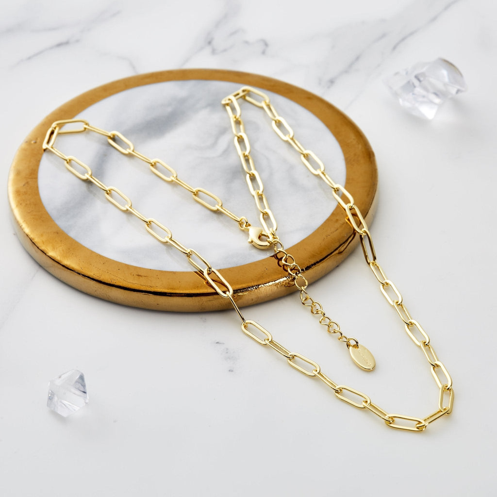 18k Gold Plated Small Link Paperclip Necklace