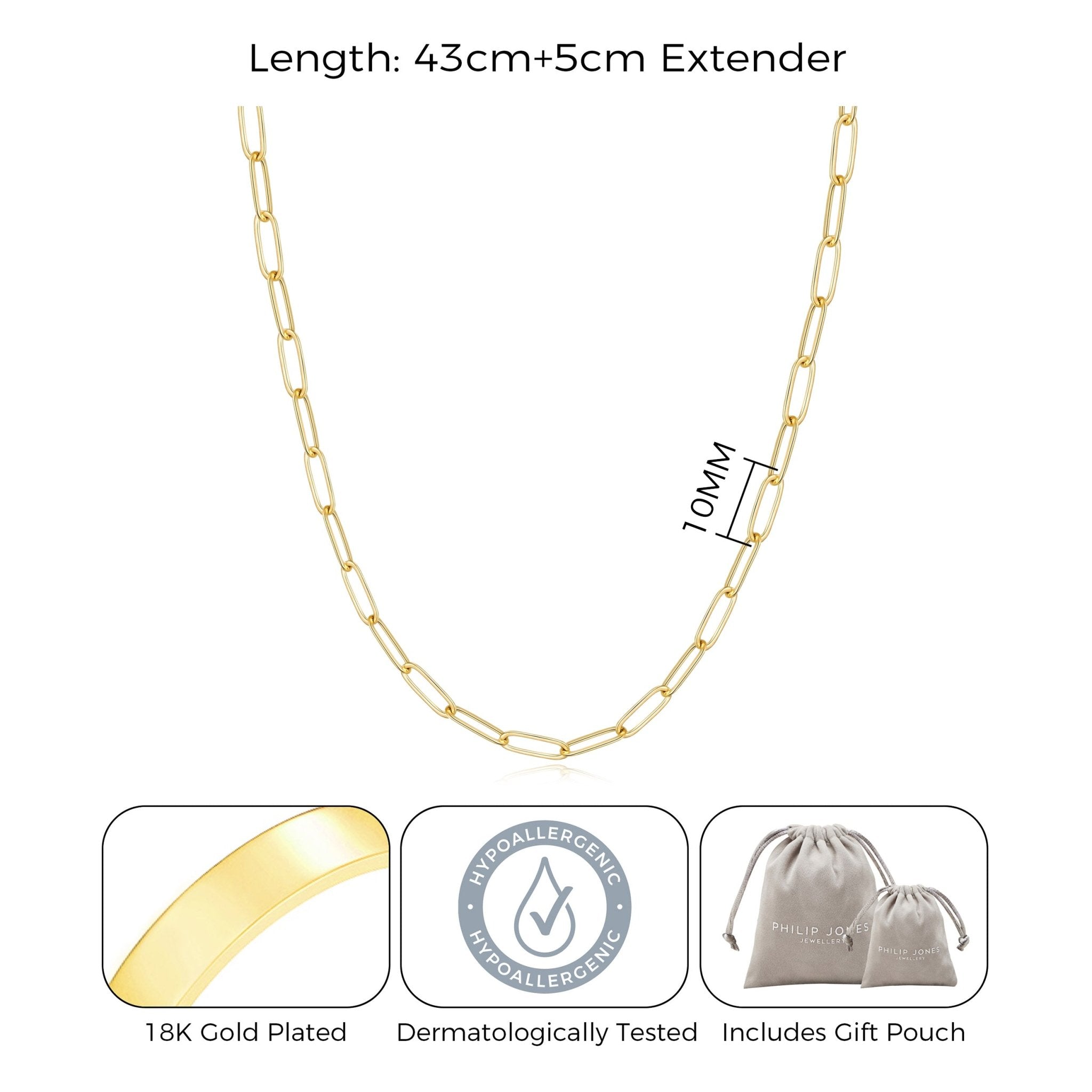 18k Gold Plated Small Link Paperclip Necklace