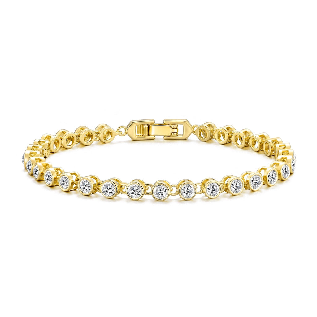 18k Gold Plated Solitaire Bracelet Created with Zircondia® Crystals