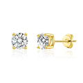 18k Gold Plated Solitaire Crystal Stud Earrings Created with Zircondia® Crystals