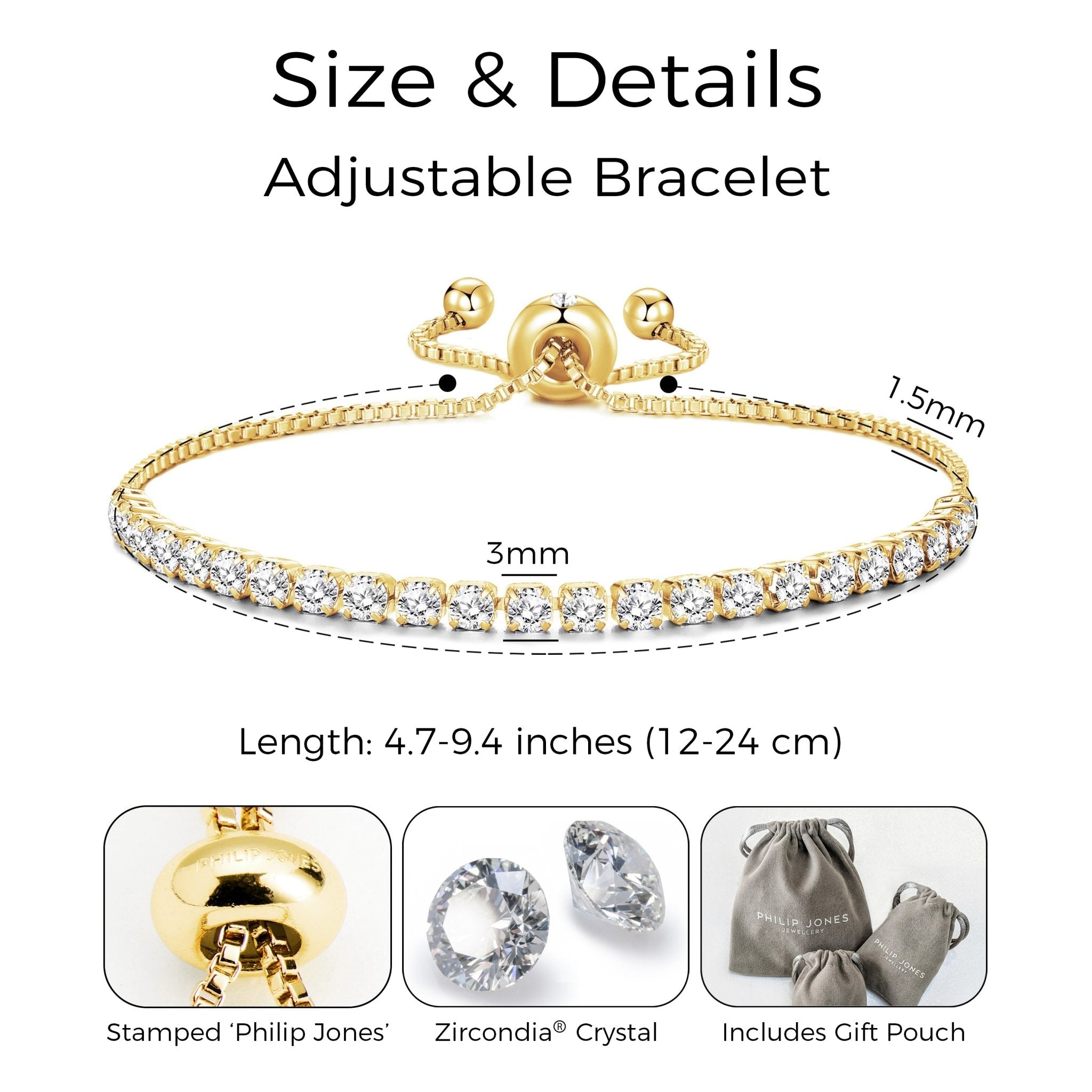 18k Gold Plated Solitaire Friendship Slider Set Created with Zircondia® Crystals