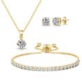18k Gold Plated Solitaire Friendship Slider Set Created with Zircondia® Crystals
