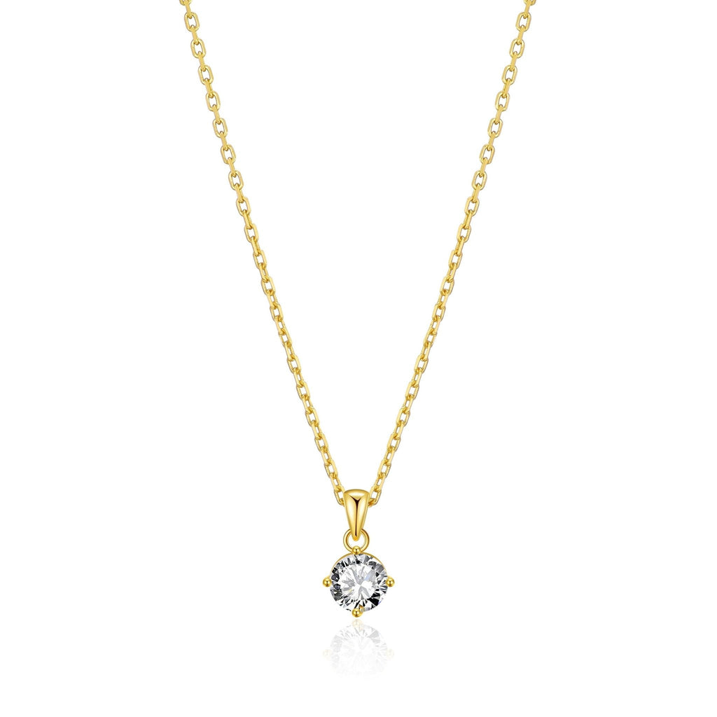 18k Gold Plated Solitaire Necklace Created with Zircondia® Crystals