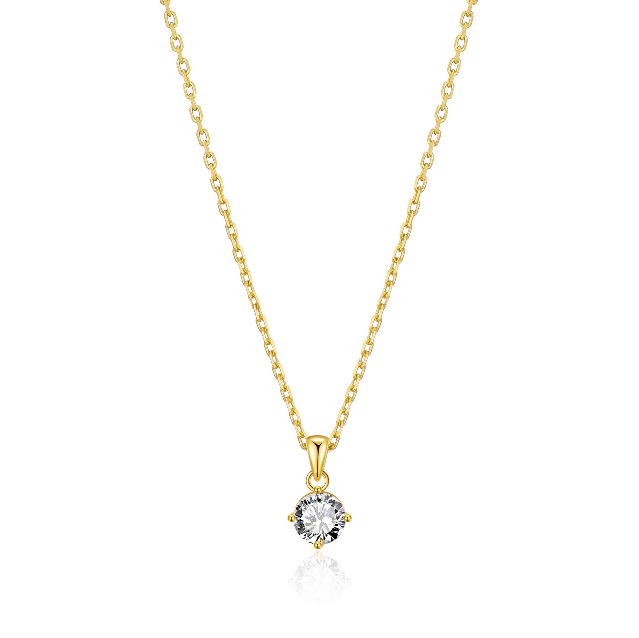 18k Gold Plated Solitaire Necklace Created with Zircondia® Crystals