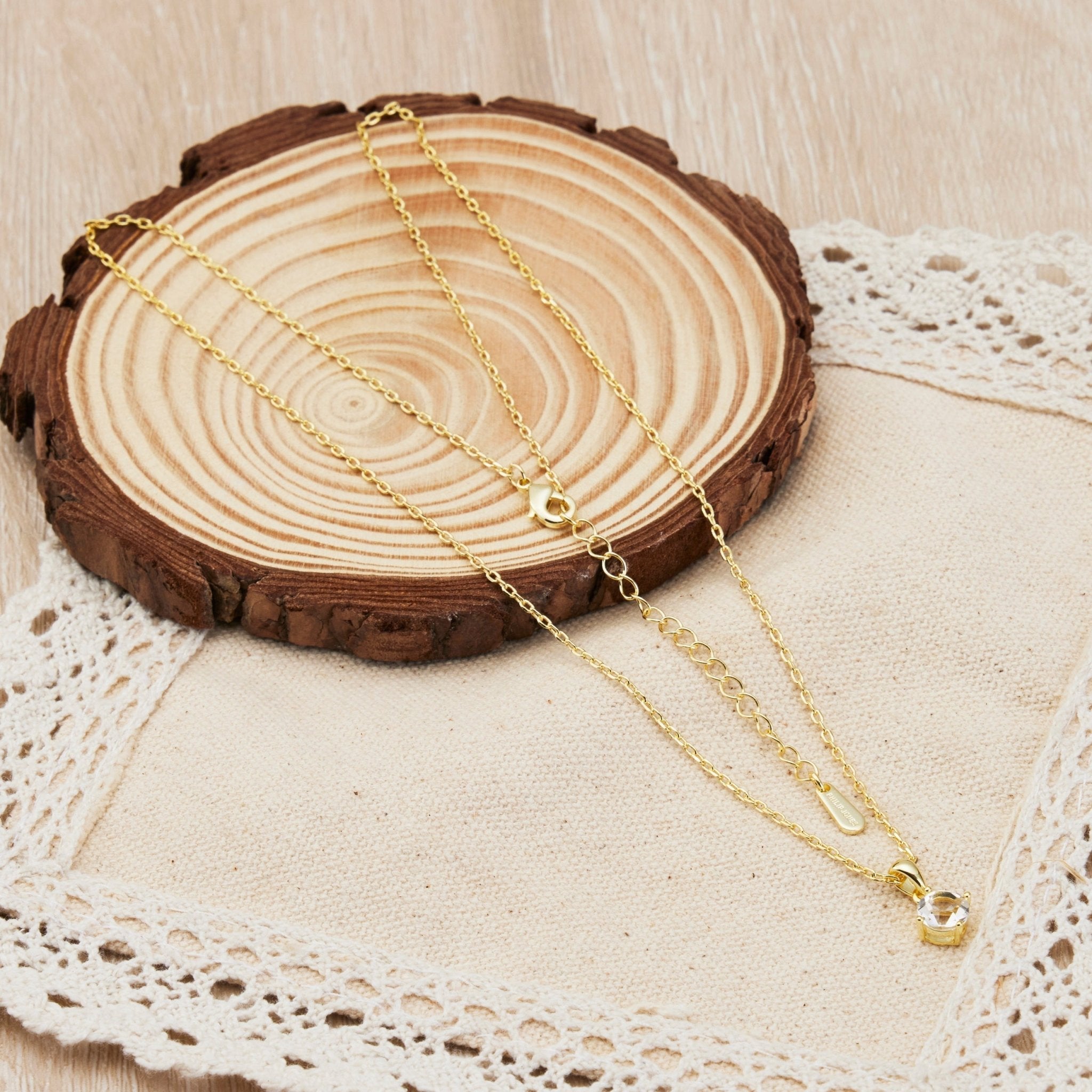 18k Gold Plated Solitaire Necklace Created with Zircondia® Crystals