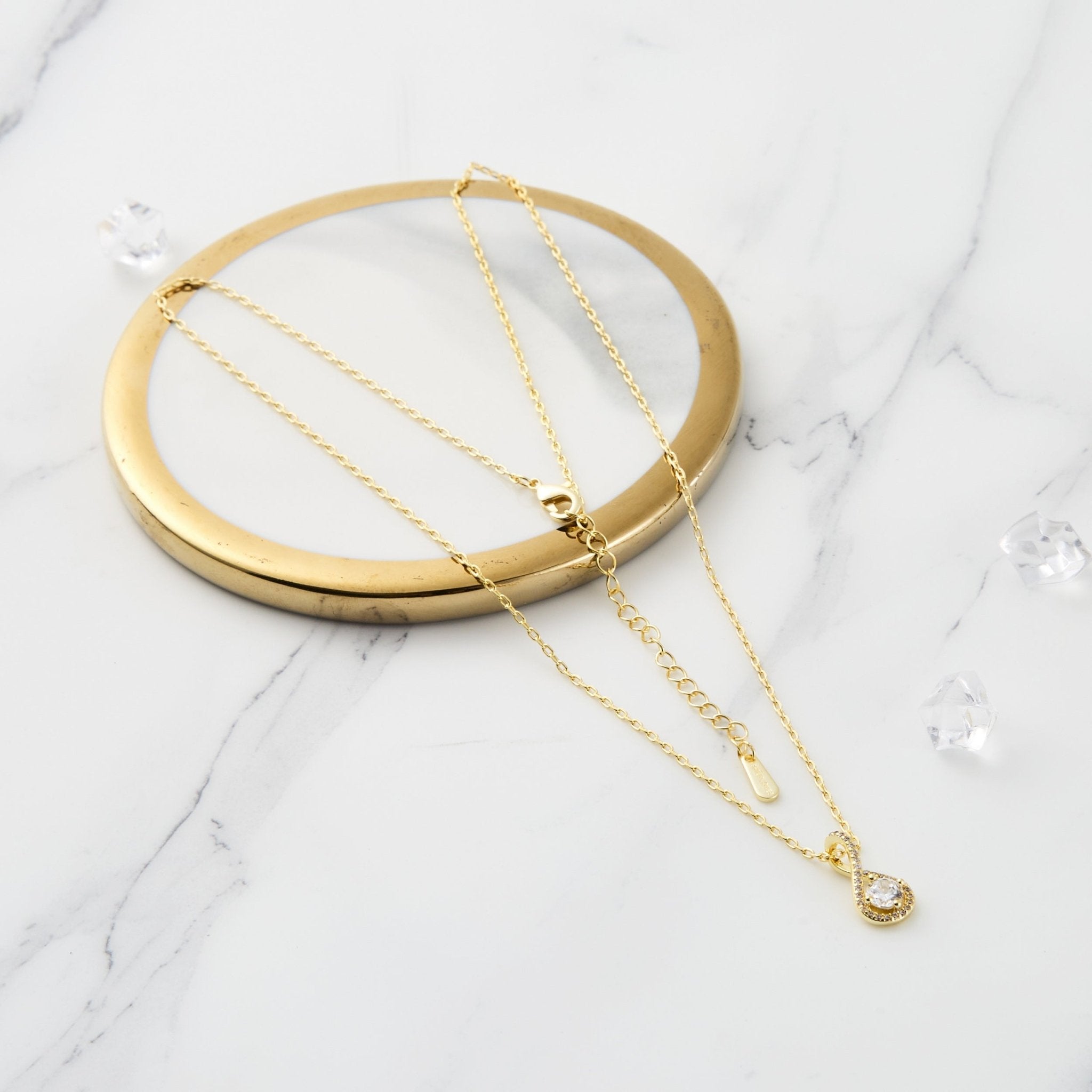 18k Gold Plated Solitaire Twist Necklace Created with Zircondia® Crystals